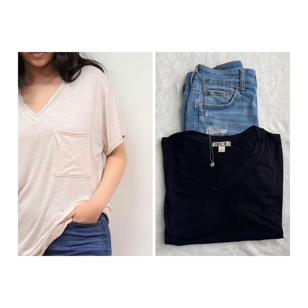 BLACK Classic Boyfriend Tee with Front Pocket